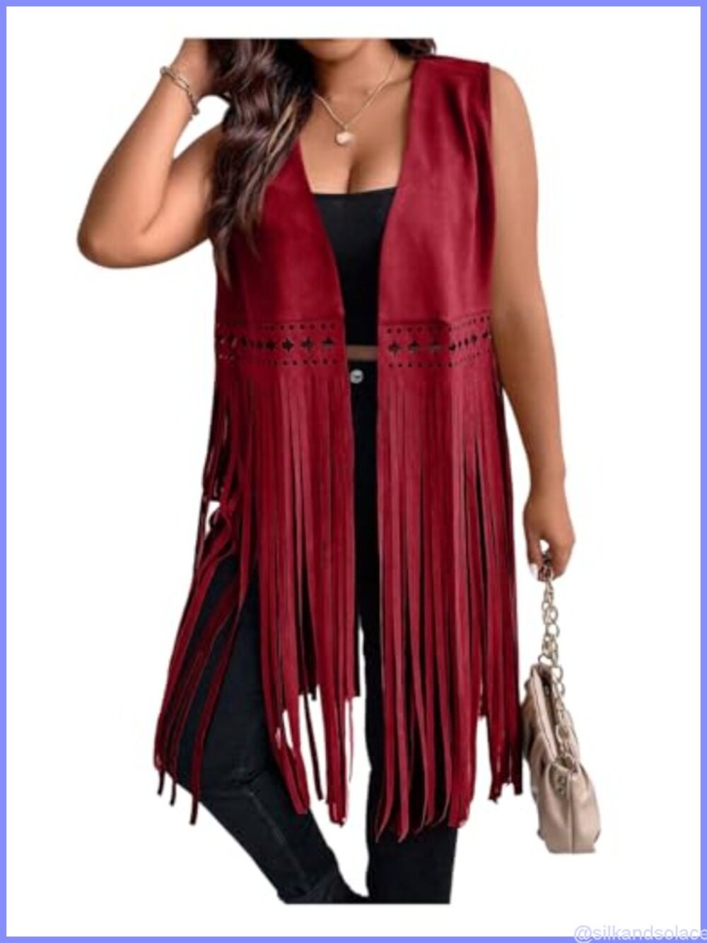 Plus Size Western Fringe Vest Tassel 70s Hippie Sleeveless Cowgirl Jacket